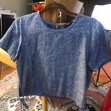 Madewell Tops | Euc Madewell Linen Cotton Cropped Boxy Chambray Top With Ties | Color: Blue | Size: L