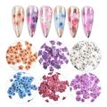 MEILINDS Nail Art 3D Blume Pailletten Glitzer Acryl DIY Maniküre Nagelspitzen Holzspäne Flocken Dekoration 6 Boxen