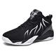 Men's Breathable Knit Fabric Comfortable High-Top Trainers Shoes Shoes Basketball Shoes Casual Sneakers Black White 10 UK