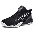 Men's Breathable Knit Fabric Comfortable High-Top Trainers Shoes Shoes Basketball Shoes Casual Sneakers Black White 11.5 UK