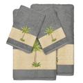 Linum Home Textiles Colton 100% Turkish Cotton Embellished 4 Piece Towel Set Terry Cloth in Gray | 27 W in | Wayfair EMH96-2BT2HT-COLTON