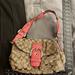 Coach Bags | Coach Soho Signature Canvas Fuschia Pink Tan Hobo Buckle Flap Satchel Purse | Color: Pink/Tan | Size: Os