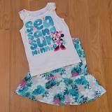 Disney Matching Sets | Disney Kids Sea, Sand, Sun, Minnie Outfit - Size 4 | Color: Green/White | Size: 4tg