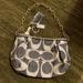 Coach Bags | New Coach Mini Shoulder Bag Antique Look Gold Threads Gray Fabric Chain Strap | Color: Gold/Gray | Size: Os