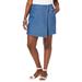 Plus Size Women's Classic Cotton Denim Skort by Jessica London in Medium Stonewash (Size 24 W)