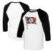 Women's Tiny Turnip White/Black Kansas City Royals Baseball Flag Raglan 3/4 Sleeve T-Shirt