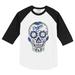 Infant Tiny Turnip White/Black Los Angeles Dodgers Sugar Skull Raglan 3/4 Sleeve T-Shirt