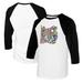 Women's Tiny Turnip White/Black Atlanta Braves Peace Love Baseball 3/4-Sleeve Raglan T-Shirt