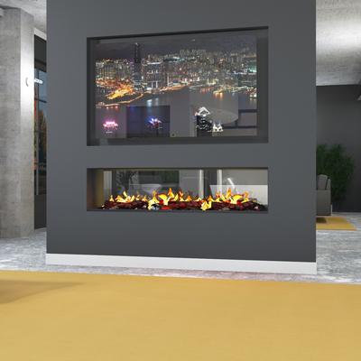 muenkel design e-tunnel PRO wood 2200 [Opti-myst Elektrokamineinsatz]: Wasserleitung - Mit Glasscheibe (einseitig) - 2.000 Watt Heizleistung