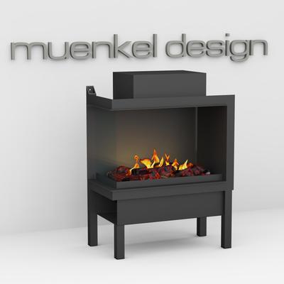 muenkel design wall fire electronic PRO FL 800 [Opti-myst Elektrokamineinsatz Wandeinbau]: Glasscheibe links - mit Dekoholz - Mit Heizung - Wasserleitung