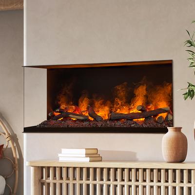 muenkel design wall fire electronic PRO FL 1100 [Opti-myst Elektrokamineinsatz Wandeinbau]: Glasscheibe links - mit Dekoholz - Mit Heizung - Wasserleitung