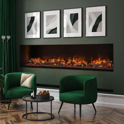 muenkel design wall fire electronic PRO [Opti-myst Elektrokamineinsatz Wandeinbau]: 2200 mm - mit Dekoholz - 2.000 Watt 