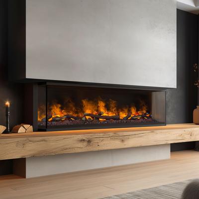 muenkel design wall fire electronic PRO FLR 1670 [Opti-myst Elektrokamineinsatz Wandeinbau]: Glas halbhoch, umlaufend - 