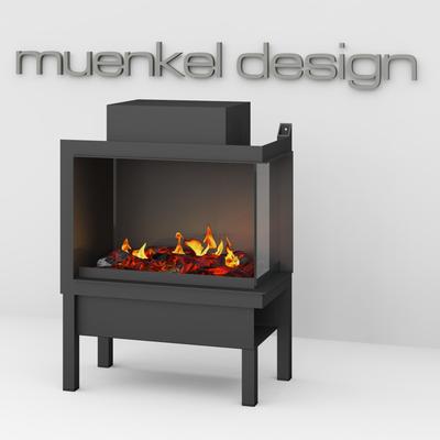 muenkel design wall fire electronic PRO FR 800 [Opti-myst Elektrokamineinsatz Wandeinbau]: Glasscheibe rechts - mit Deko