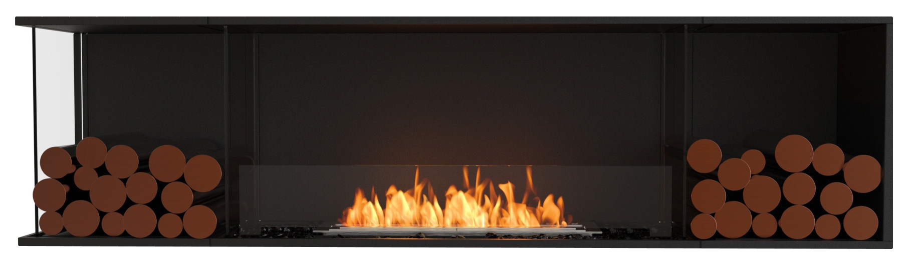 EcoSmart Flex - Front + links offen [Ethanol Einbau Gehäuse]: Flex78 - Holzbox doppelseitig