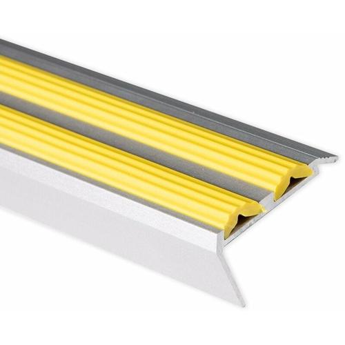 Treppenkantenprofil mit Doppel-Gummieinlage Power Grip Länge: 90 cm Selbstklebend Gelb – Silber/Gelb