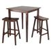 3-Pc High Dining Table with Saddle Seat Bar Stools, Walnut