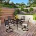 5-Piece Metal E-coating Patio Dining Set of 4 Swivle Chairs and 1 Metal Framed Table with Umbrella Hole