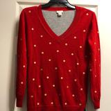 J. Crew Sweaters | J.Crew Vneck Sweater | Color: Gray/Red | Size: Mp