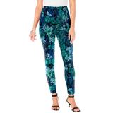 Plus Size Women's Ankle-Length Essential Stretch Legging by Roaman's in Green Rose Paisley (Size 5X) Activewear Workout Yoga Pants
