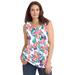Plus Size Women's Perfect Printed Scoopneck Tank by Woman Within in White Multi Pretty Tropicana (Size 22/24) Top