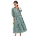 Plus Size Women's Tiered Cotton Midi Dress by ellos in Ivory Green Ditsy Floral (Size 10/12)