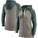 Women's Nike Heather Charcoal/Heather Green Oakland Athletics Split Wordmark Gym Vintage Raglan Lightweight Full-Zip Hoodie