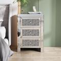 Everly Quinn Mirrored Crystal Diamond Nightstand w/ 3-Drawers Wood/Glass in Brown/Gray | Wayfair 7C297FC449EC4D5ABE8ABE7C806B19E2