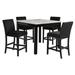 Red Barrel Studio® Kate 42 Inch 5 Piece Counter Table Set w/ Velvet Seating, Black Wood/Upholstered in Brown/White | 36 H x 42 W x 42 D in | Wayfair