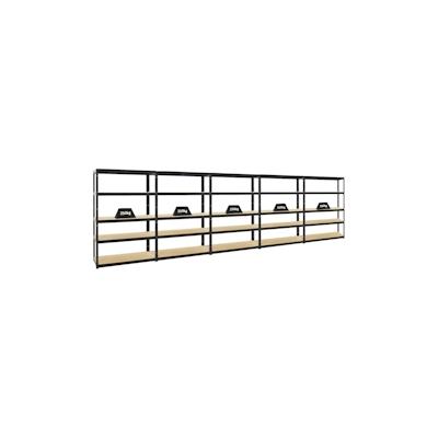 PROREGAL Mega Deal | 5x Schwerlastregal Big Elephant S | HxBxT 180x120x45 cm | Fachlast 250kg | Schwarz | Stecksystem Lagerregal Regalsystem 5 Stk. Image