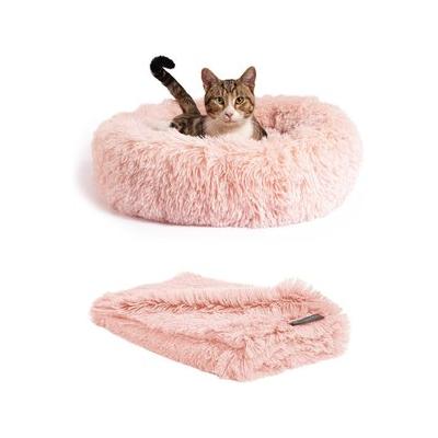Best Friends by Sheri The Original Calming Donut Cat & Dog Bed & Throw Blanket, Cotton Candy, Small