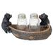 De Leon Collections Polyresin Whimsical Black Bear in a Canoe Boat Rustic Outdoor Salt & Pepper Shaker Holder Set in Black/Brown | Wayfair 15420