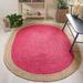 Brown/Pink 96 x 0.5 in Indoor Area Rug - Highland Dunes Round Vicksburg Chevron Handwoven Flatweave Fuchsia/Natural Area Rug Jute & | Wayfair