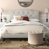 Lark Manor™ Annasha Tufted Low Profile Standard Bed Upholstered/Linen in Gray | 49.2 H x 58.1 W x 80.5 D in | Wayfair