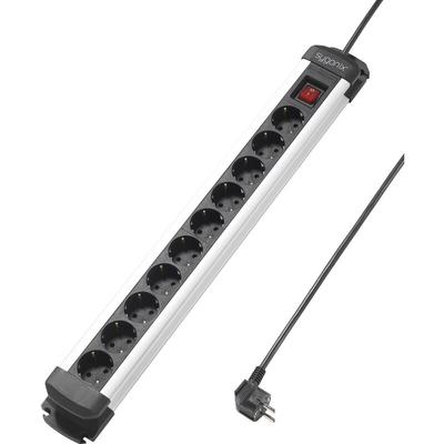 Sygonix - SY-4538266 Steckdosenleiste mit Schalter 10fach Schwarz, Silber Schutzkontakt 1 St. Image