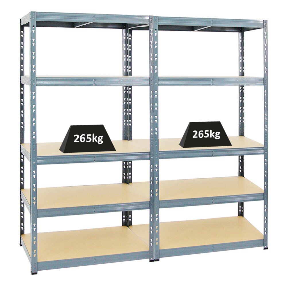PROREGAL 2x Schwerlastregal Tiger | HxBxT 180x90x60 cm | Fachlast 265kg | Grau | Stecksystem Lagerregal Regalsystem 2 Stk. Image