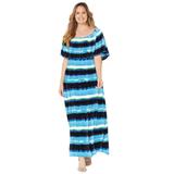 Plus Size Women's Meadow Crest Maxi Dress by Catherines in Dark Sapphire Watercolor Stripes (Size 4X)