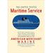 Buyenlarge 'The United States Maritime Service' by Leslie Bryan Burroughs Vintage Advertisement in Blue/Red | 30 H x 20 W x 1.5 D in | Wayfair