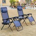 Outsunny Reclining 3 Piece Zero Gravity Chair Set Metal in Blue | 43.25 H x 25.5 W x 35.5 D in | Wayfair 84B-801BU