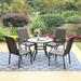 Lark Manor™ Alyah Round 5-pieces Patio Dining Set High Back Rattan Chairs Metal Dining Table w/ Umbrella Hole Metal in Black | Wayfair