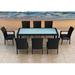 Lark Manor™ Kaneb Rectangular 8 - Person 78.75" Long Outdoor Dining Set w/ Cushions Glass, Wicker in Blue | 29.5 H x 78.75 W x 39.25 D in | Wayfair