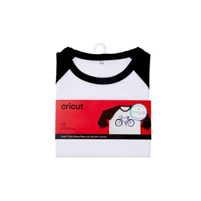 Cricut Unisex Youth T-Shirt Blank | Raglan in Black/White | M | White/Black