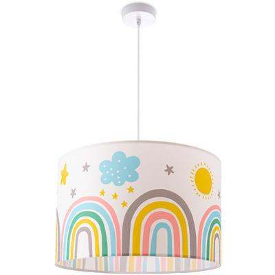 Paco Home - Deckenlampe Kinder Pendelleuchte Kinderzimmer Stoffschirm Rund Bunt Baby E27 Image