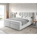 DELIFE Boxspringbett Dream-Fine 160x200 cm Mikrofaser Silbergrau mit Matratze und Topper, Boxspringbetten