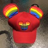 Disney Other | Disney Parks Rainbow Mickey Ears Baseball Hat | Color: Red/Yellow | Size: Os