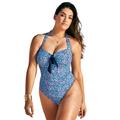 Plus Size Women's Tie Front Halter One Piece by Swimsuits For All in Blue Purple Pebble (Size 10)