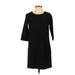 Gap Casual Dress - Shift Crew Neck 3/4 Sleeve: Black Print Dresses - Women's Size 0