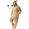 corimori Nora The Marmot Cool Unisex Onesie Funny Animal Jumpsuit for Adults Carnival Fancy Dress Beige/Brown Height 170-180cm