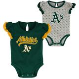 Girls Newborn Green/Heathered Gray Oakland Athletics Scream & Shout Two-Pack Bodysuit Set