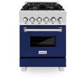 "ZLINE 24"" 2.8 cu. ft. Dual Fuel Range with Gas Stove and Electric Oven in DuraSnow Stainless Steel and Blue Gloss Door - ZLINE Kitchen and Bath RAS-BG-24"